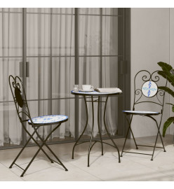 Chaises de bistro pliables lot de 2 bleu et blanc céramique