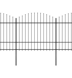 Clôture de jardin à dessus en lance Acier (1,5-1,75)x11,9m Noir