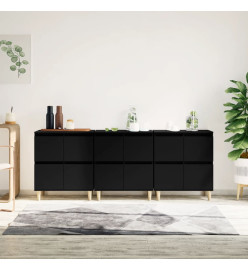 Buffets 3 pcs noir 60x35x70 cm bois d'ingénierie