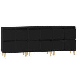 Buffets 3 pcs noir 60x35x70 cm bois d'ingénierie