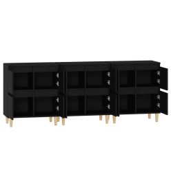 Buffets 3 pcs noir 60x35x70 cm bois d'ingénierie