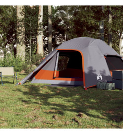 Tente de camping à dôme 4 personnes gris et orange imperméable