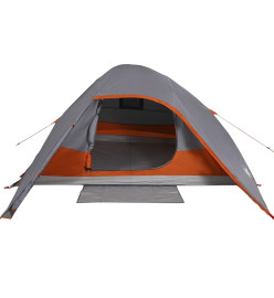 Tente de camping à dôme 4 personnes gris et orange imperméable