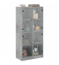 Buffet haut avec portes gris béton 68x37x142 cm bois ingénierie