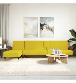 Canapé-lit en forme de L jaune 279x140x70 cm velours