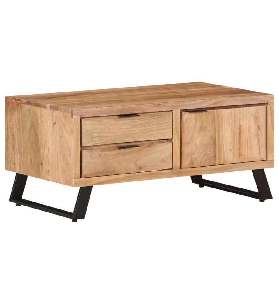 Table basse 90x50x40 cm Bois d'acacia solide avec bord naturel