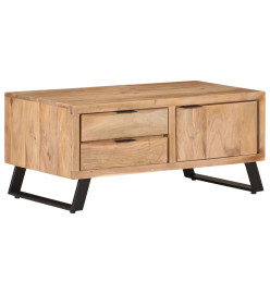 Table basse 90x50x40 cm Bois d'acacia solide avec bord naturel