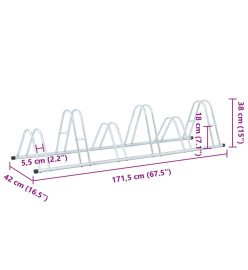 Support de vélo au sol autoportant pour 6 vélos acier galvanisé