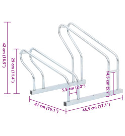 Support de vélo au sol autoportant pour 2 vélos acier galvanisé