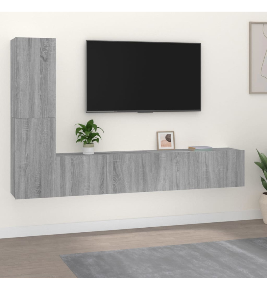 Ensemble de meubles TV 4 pcs Sonoma gris Bois d'ingénierie