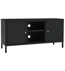 Meuble TV Noir 105x35x52 cm Acier et verre