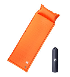 Matelas de camping autogonflant avec oreiller intégré orange