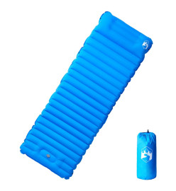 Matelas de camping autogonflant avec oreiller intégré bleu