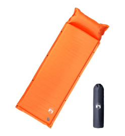 Matelas de camping autogonflant avec oreiller intégré orange