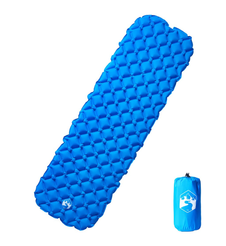 Matelas de camping gonflable bleu 190x58x6 cm