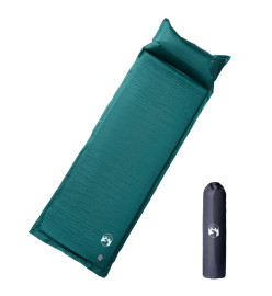 Matelas de camping autogonflant avec oreiller intégré vert