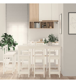 Ensemble de bar 9 pcs Blanc Bois de pin massif