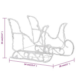 Décoration de Noël Rennes et traîneau 280x28x55 cm Acrylique