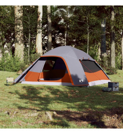 Tente familiale à dôme 6 personnes gris et orange imperméable