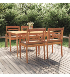 Ensemble à dîner de jardin coussins 5 pcs Bois de teck massif