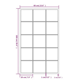 Miroirs muraux 3 pcs noir 100x60 cm métal