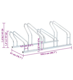 Support de vélo au sol autoportant pour 4 vélos acier galvanisé