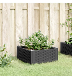 Jardinière avec piquets noir 42,5x42,5x28,5 cm PP