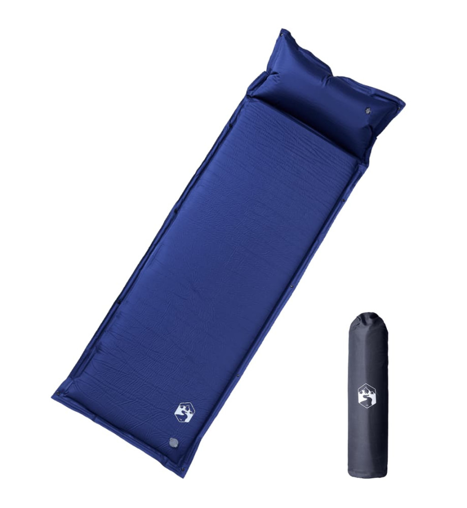 Matelas de camping autogonflant et oreiller intégré bleu marine