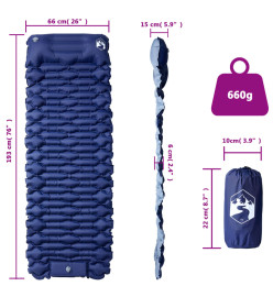 Matelas de camping autogonflant et oreiller intégré bleu marine