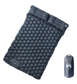 Matelas de camping autogonflant avec oreillers 2 personnes gris