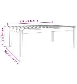 Table de jardin blanc 121x82,5x45 cm bois massif de pin