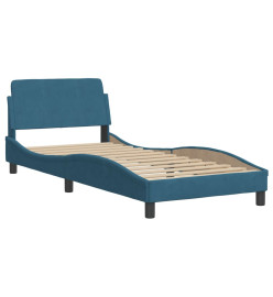 Lit avec matelas bleu 80x200 cm velours