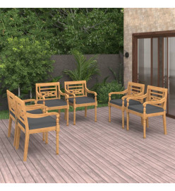 Chaises Batavia 6 pcs avec coussins Bois de teck solide