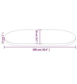 Dessus de table 100x50x2,5 cm bois de pin massif ovale