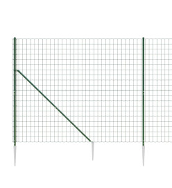 Clôture en treillis métallique et piquet d'ancrage vert 1,4x25m