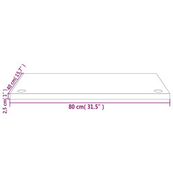 Dessus de bureau blanc 80x40x2,5 cm bois massif de pin