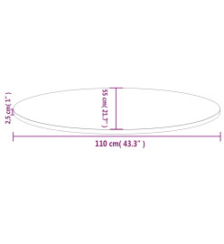 Dessus de table blanc 110x55x2,5 cm bois de pin massif ovale