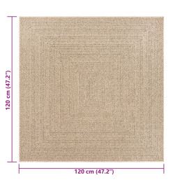 Tapis ZIZUR 120x120 cm aspect de jute intérieur et extérieur