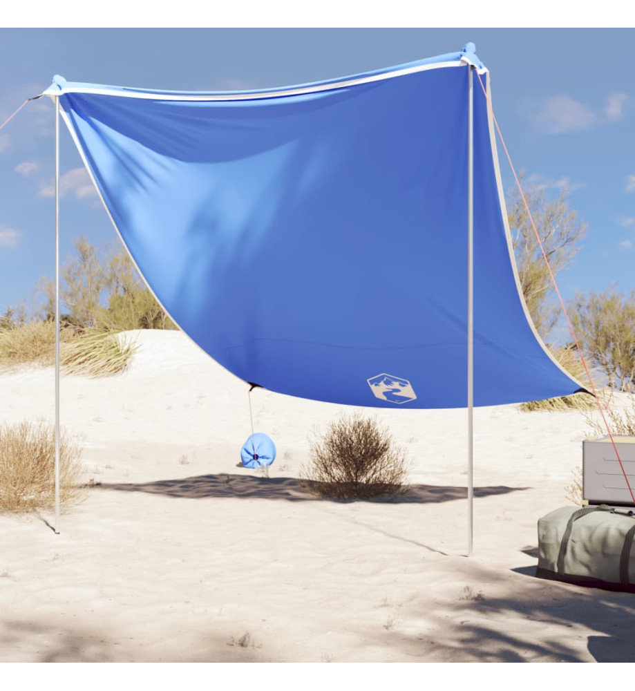 Auvent de plage avec ancres de sable bleu 214x236 cm