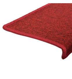 Tapis d'escalier 15 pcs 65x21x4 cm Rouge