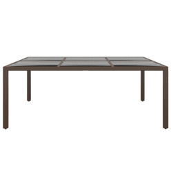 Table de jardin avec dessus en verre Marron 200x150x75 cm Rotin