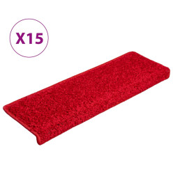 Tapis d'escalier 15 pcs 65x21x4 cm Rouge