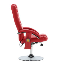 Fauteuil de massage avec repose-pieds rouge similicuir