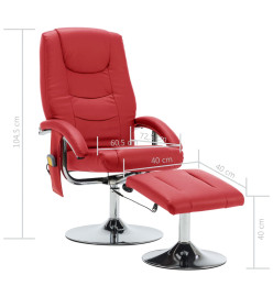 Fauteuil de massage avec repose-pieds rouge similicuir