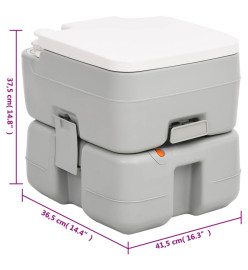 Toilette de camping portable gris et blanc 15+10 L PEHD