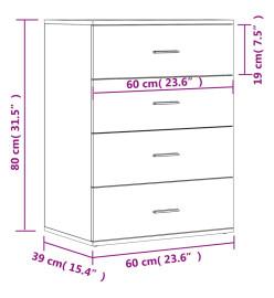 Buffets 2 pcs noir 60x39x80 cm bois d’ingénierie