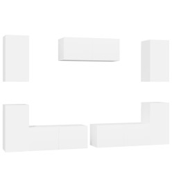 Ensemble de meubles TV 7 pcs Blanc Bois d'ingénierie