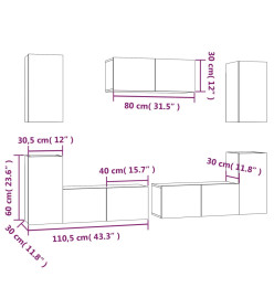 Ensemble de meubles TV 7 pcs Blanc Bois d'ingénierie