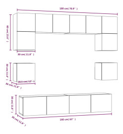 Ensemble de meubles TV 8 pcs Blanc Bois d'ingénierie