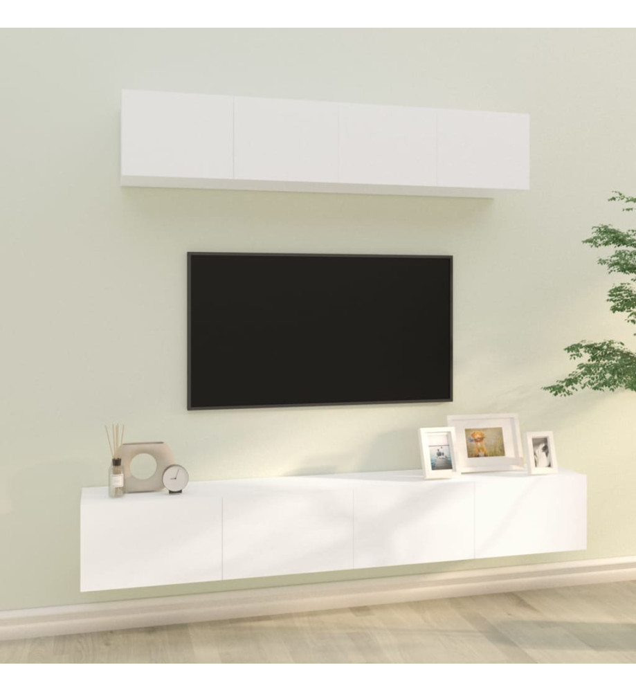 Ensemble de meubles TV 4 pcs Blanc Bois d'ingénierie